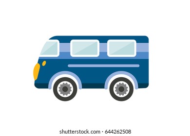 Retro bus, holiday van. Cartoon illustration. Vector.