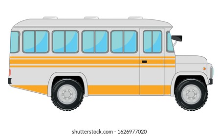 Retro bus on white background is insulated