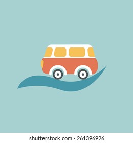 Retro bus shape. Flat design.
