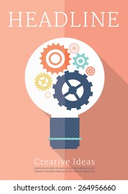 Retro business creative ideas poster with long shadow background