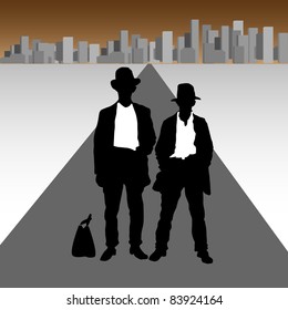 Retro business people.Vector.