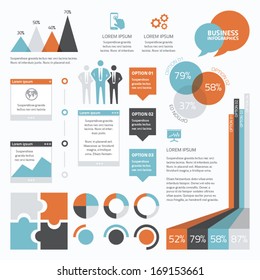 Retro business set of infographic elements vector