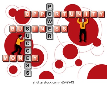 retro business tile word play and men (vector)
