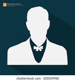 Retro Businessman icon with shadow on vintage color background