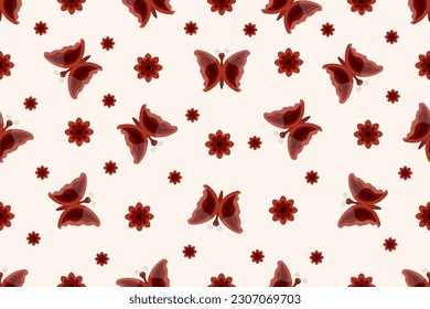 Patrón de mariposas retro sin fisuras. Ornamento infinito con mariposa. Papel de escritorio y papel de cama impreso. Ilustración vectorial.