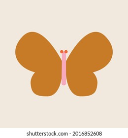 Retro Butterfly Clipart Icon in Yellow and Pink
