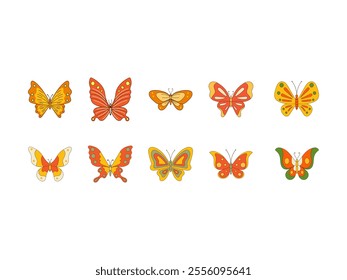 Retro Butterfly Design Element Set 