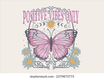 retro butterfly hand drawn design vector