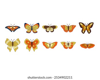 Retro Butterfly Illustration Element Set