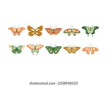 Retro Butterfly Illustration Element Set