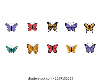 Retro Butterfly Illustration Element Set