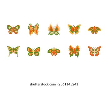 Retro Butterfly Illustration Element Set