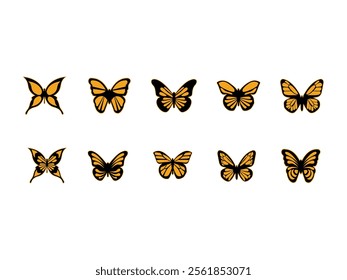 Retro Butterfly Illustration Element Set