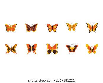 Retro Butterfly Illustration Element Set