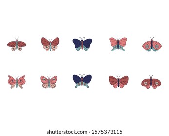 Retro Butterfly Illustration Element Set