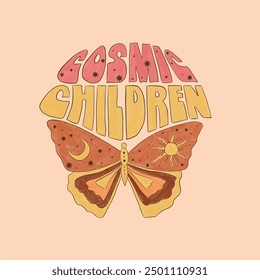 retro butterfly illustration. girl tshirt pattern design and more