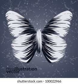retro butterfly on old background, colorful abstract illustration eps10