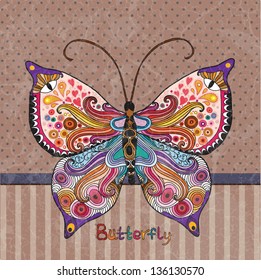 Retro butterfly on a vintage background