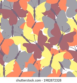 Retro butterfly pattern. Colorful flat design for fabric and textile. 