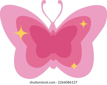 Retro butterfly silhouette. Hippi retro style 70s-90s.