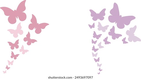 Retro butterfly swirl, vector flying moths decorative isolated clip art element, design