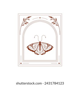 Retro butterfly. Vector graphic in trendy retro 2000s style. Logo. Suitable for packaging design, flyer, invitation, greeting card