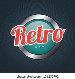 Retro button over blue background vector illustration