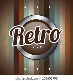 Retro button over lines vintage background vector illustration