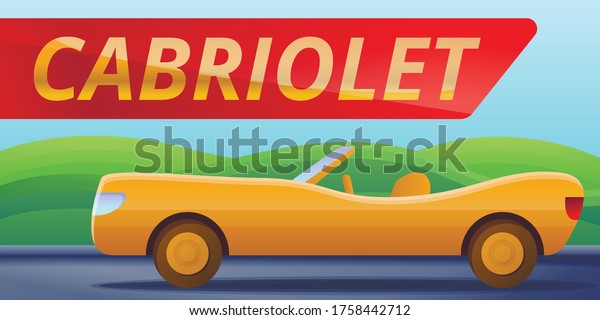 Retro\
cabriolet car concept banner. Cartoon illustration of retro\
cabriolet car vector concept banner for web\
design