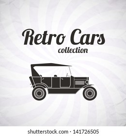 Retro cabriolet car, vintage collection, classic garage sign, vector illustration background, can be used for design, invitations card, infographics
