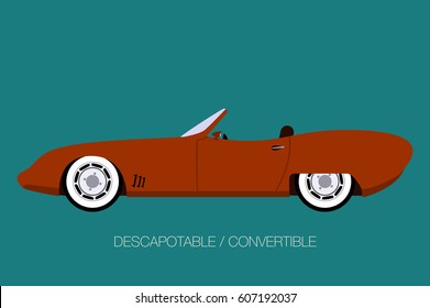 retro cabriolet car,convertible, spider vector car 