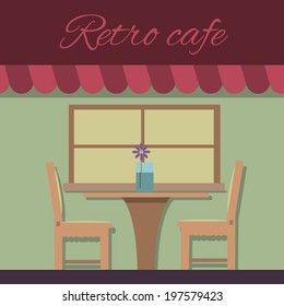 Retro cafe, in a flat design
