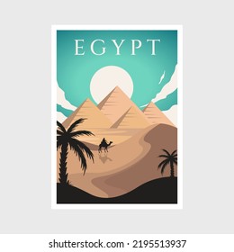 Retro Kairo Egypt Poster Design Illustration, Ägypten Desserts und Pyramiden-Plakatdesign