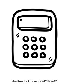 Retro calculator hand drawn icon design vector. Business finance economy concept.