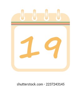 Retro calendar day 19. 19 on a white paper with retro border on white background vector. 