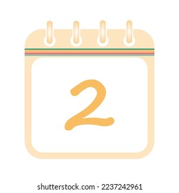 Retro calendar day 2. 2 on a white paper with retro border on white background vector. 