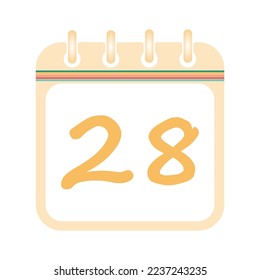 Retro calendar day 28. 28 on a white paper with retro border on white background vector. 