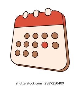 Retro calendar. Merry christmas retro style vector illustration icon.