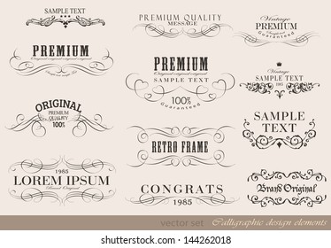 Retro calligraphic design elements and page decoration/ vector set/ Vintage Frame collection