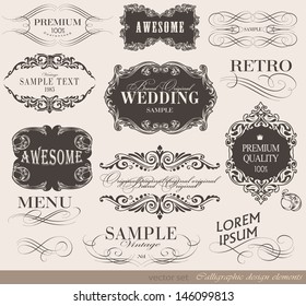 Diseño retrográfico y decoración de páginas/conjunto vectorial/tipografía Diseño 