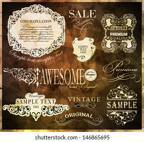 retro calligraphic design elements, page decoration and labels