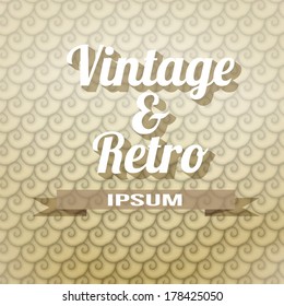 Retro Calligraphy on Seamless Pattern - Vector Illustration