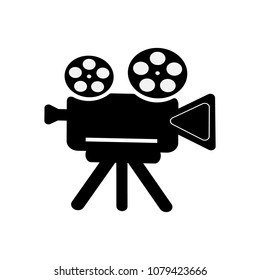 Retro camcorder icon on white isolated background. Vector symbol of a movie, video. An element for your design.