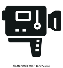 retro camera black icon on white background