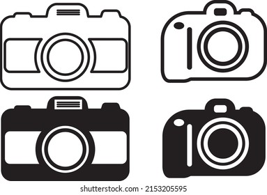 retro camera bundle clipart outline silhouette vector