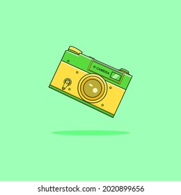 Retro camera cartoon icon illustration
