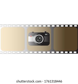 Retro camera with a conventional film. Vector illustration.