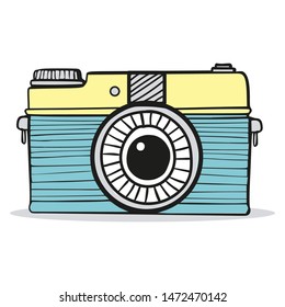 Retro camera doodle  hand-drawn vector
