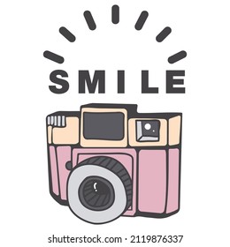Retro camera doodles vector icon background