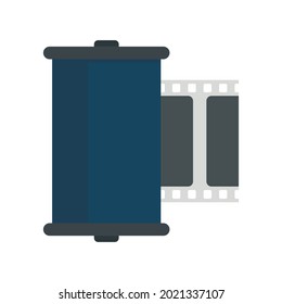 Retro camera film icon. Flat illustration of retro camera film vector icon isolated on white background